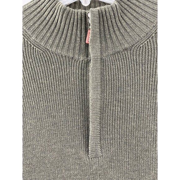 Peter Millar Mens Green Extra Fine Merino Wool Ribbed Half-Zip Sweater Large - Picture 3 of 7